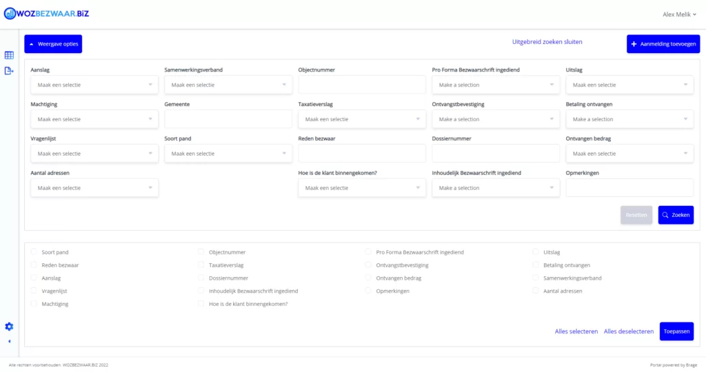 WOZ Platform - Home Filter